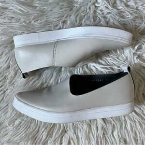 ALL BLACK White Leather Side Scoop Flatform Slip On Sneakers EUC Size 38